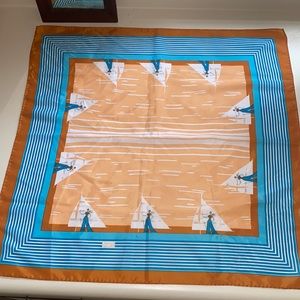 Vintage Robinson Golluber MADE IN ITALY Nautical Sailboat 21 Inch Square Scarf